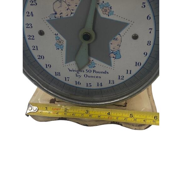 Antique WICKER Infant Baby Scale Metal With Original BASKET Shabby Chic Nursery - Picture 13 of 16